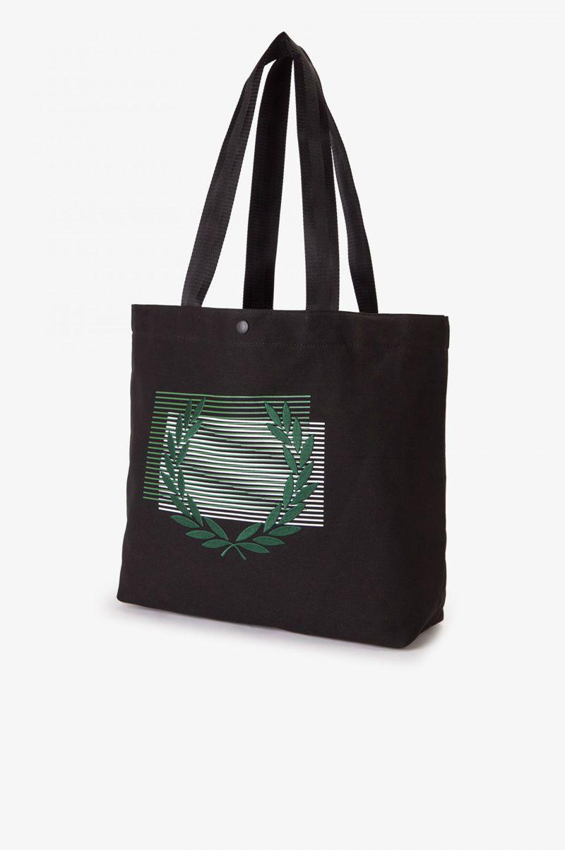 Black Fred Perry Glitch Graphic Tote Men's Bags | PH 1042FDNM